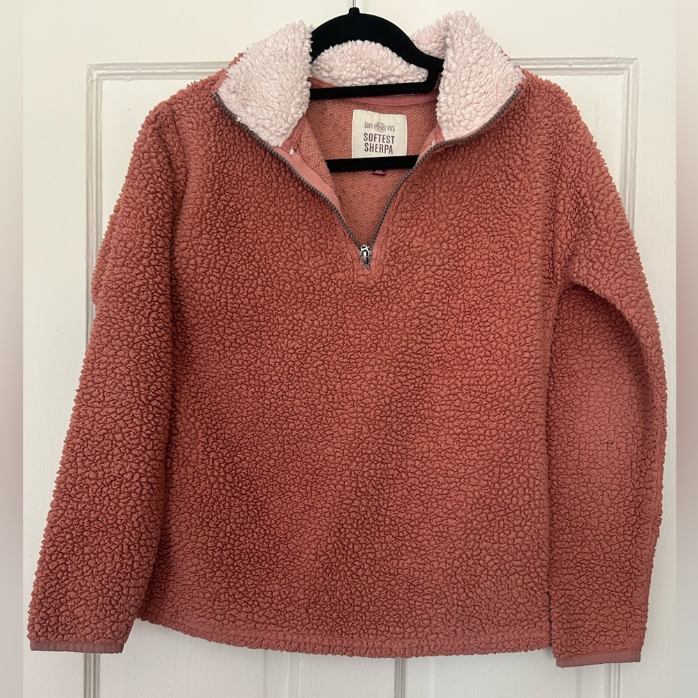 SO Soft Pink Sherpa Pullover size XS